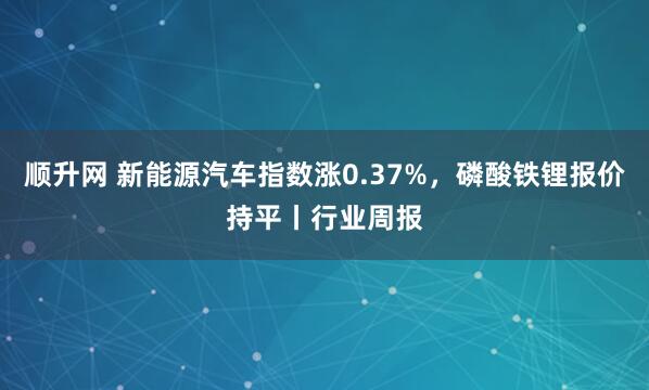 顺升网 新能源汽车指数涨0.37%，磷酸铁锂报价持平丨行业周报