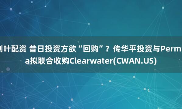荆叶配资 昔日投资方欲“回购”？传华平投资与Permira拟联合收购Clearwater(CWAN.US)